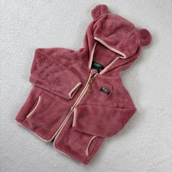 L.L. Bean Other - LL BEAN Hi-Pile Fleece Jacket Toddler Girls 2T Rose Pink Full Zip Bear Ears EUC